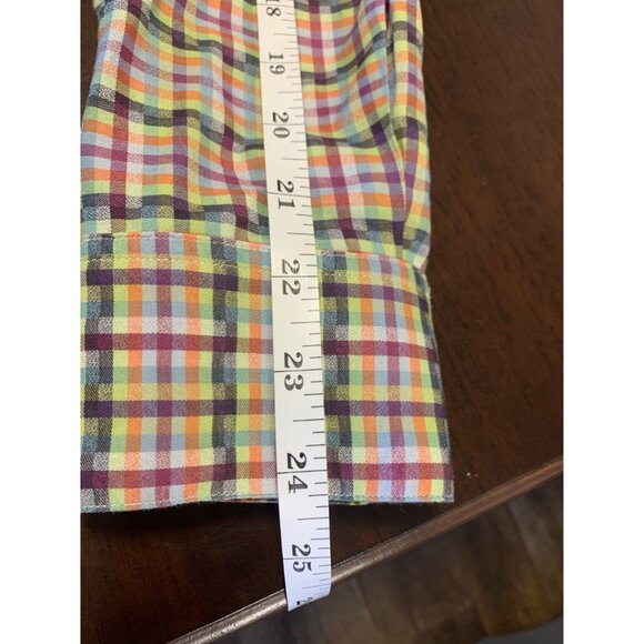 Robert Graham Plaid Cotton Silk Floral Cuff Collar Shirt Size M - Picture 6 of 9
